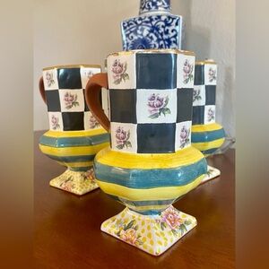 Vintage 1995 Mackenzie-Childs Sea & Shore Torquay Mugs (set of 3)